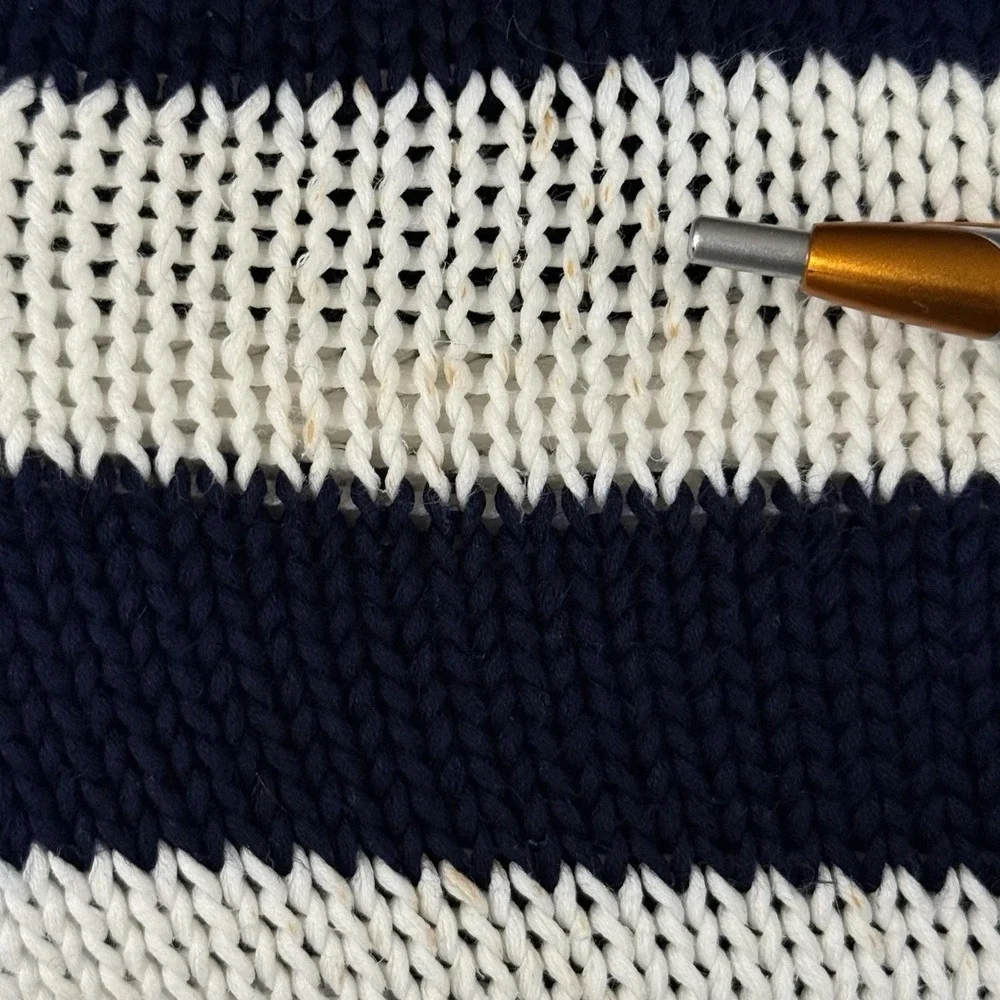 Vintage 90's Polo Ralph Lauren  Knit Nautical Fisherman Cardigan Navy Stripe LG